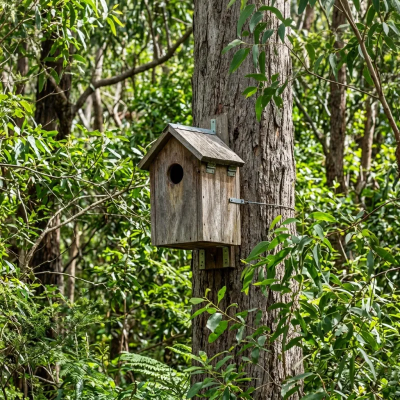 Animal nesting box installed as a humane alternative to a Eden Park roof cavity